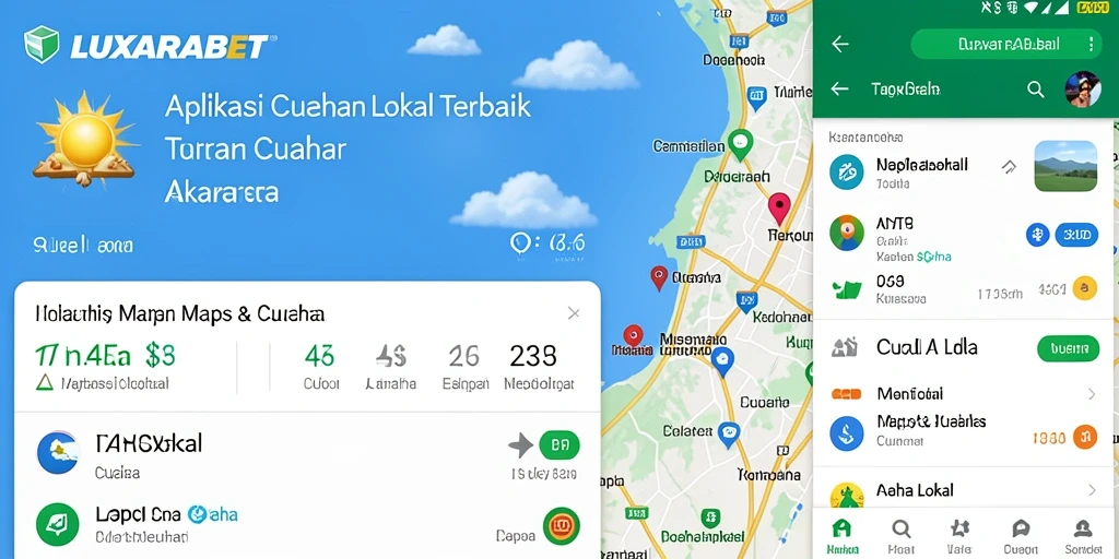 Tampilan antarmuka aplikasi LUXARABET yang menampilkan informasi cuaca lokal.
