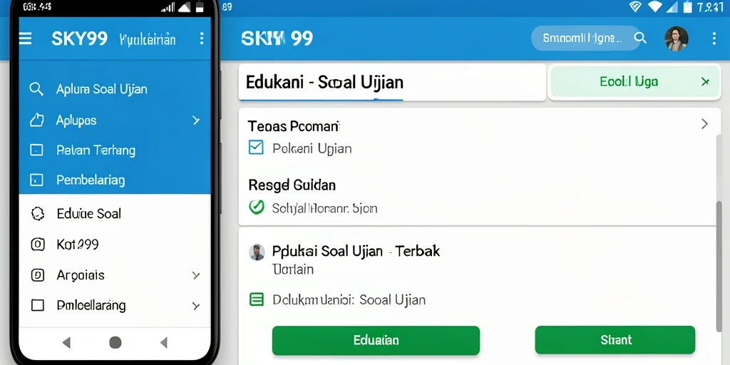 Tampilan antarmuka aplikasi Soal Ujian SKY99 yang menarik dan mudah digunakan.