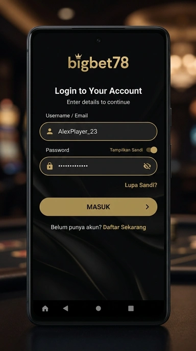 Tampilan halaman login bigbet78